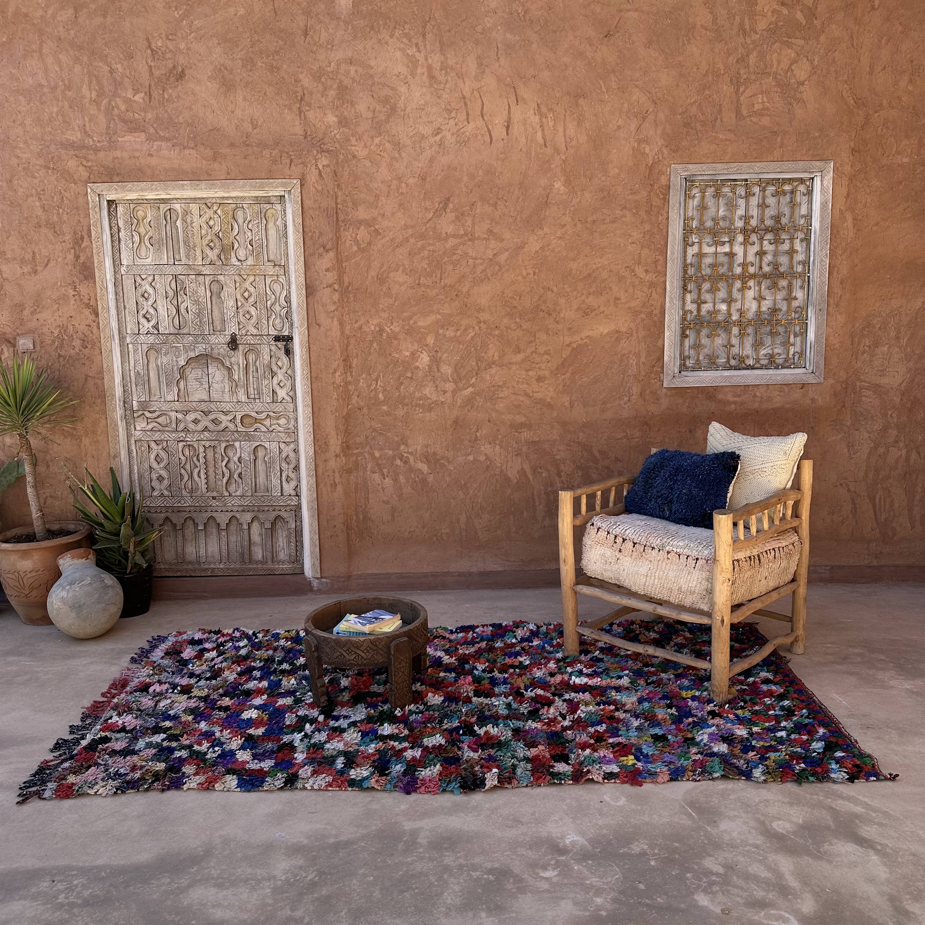 Tapis Marocain Boucherouite coloré - 138 x 260 cm