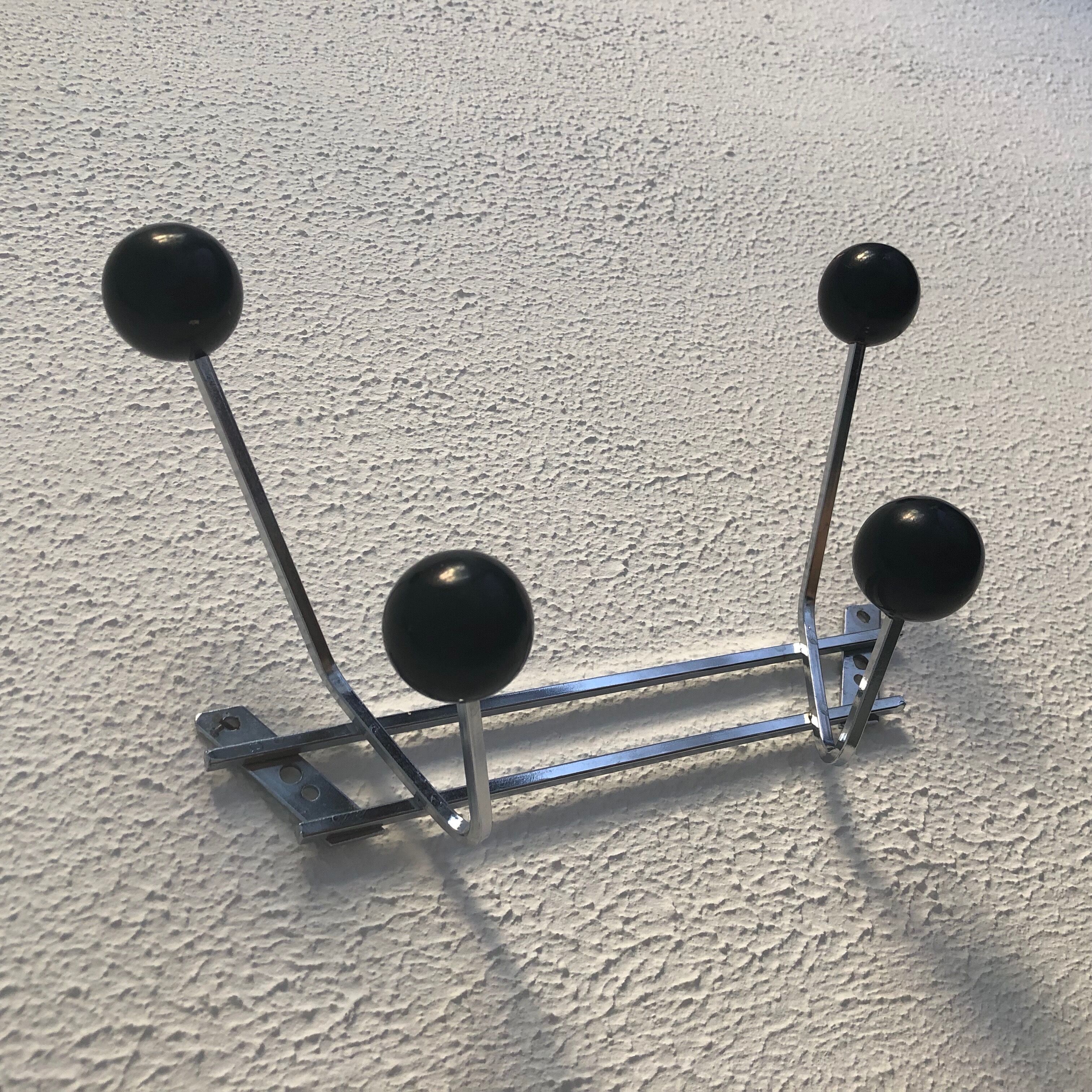 Steel coat rack 4 vintage pads 1960 - 30x18cm