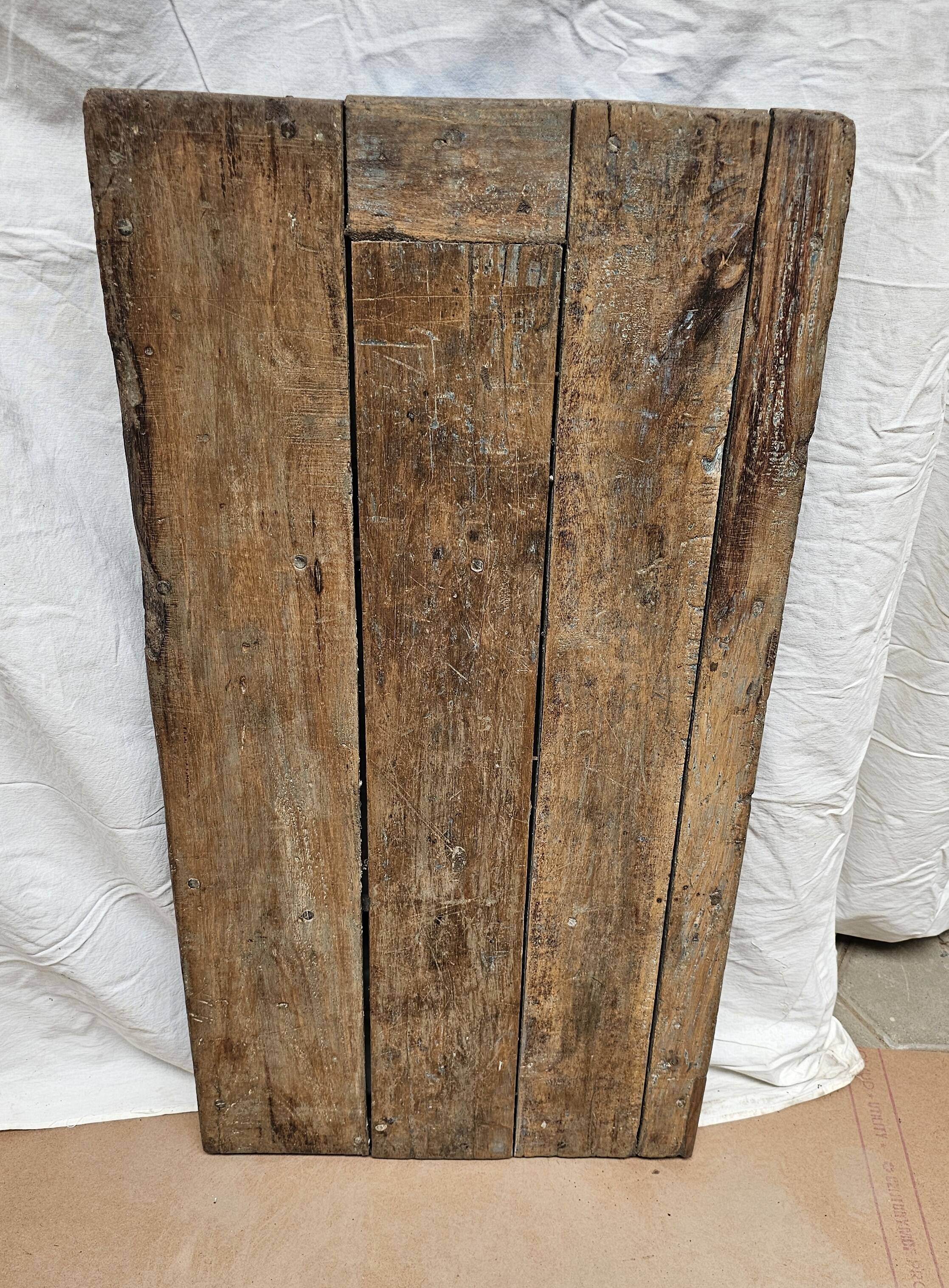 Folding workshop table in teak and wrought iron