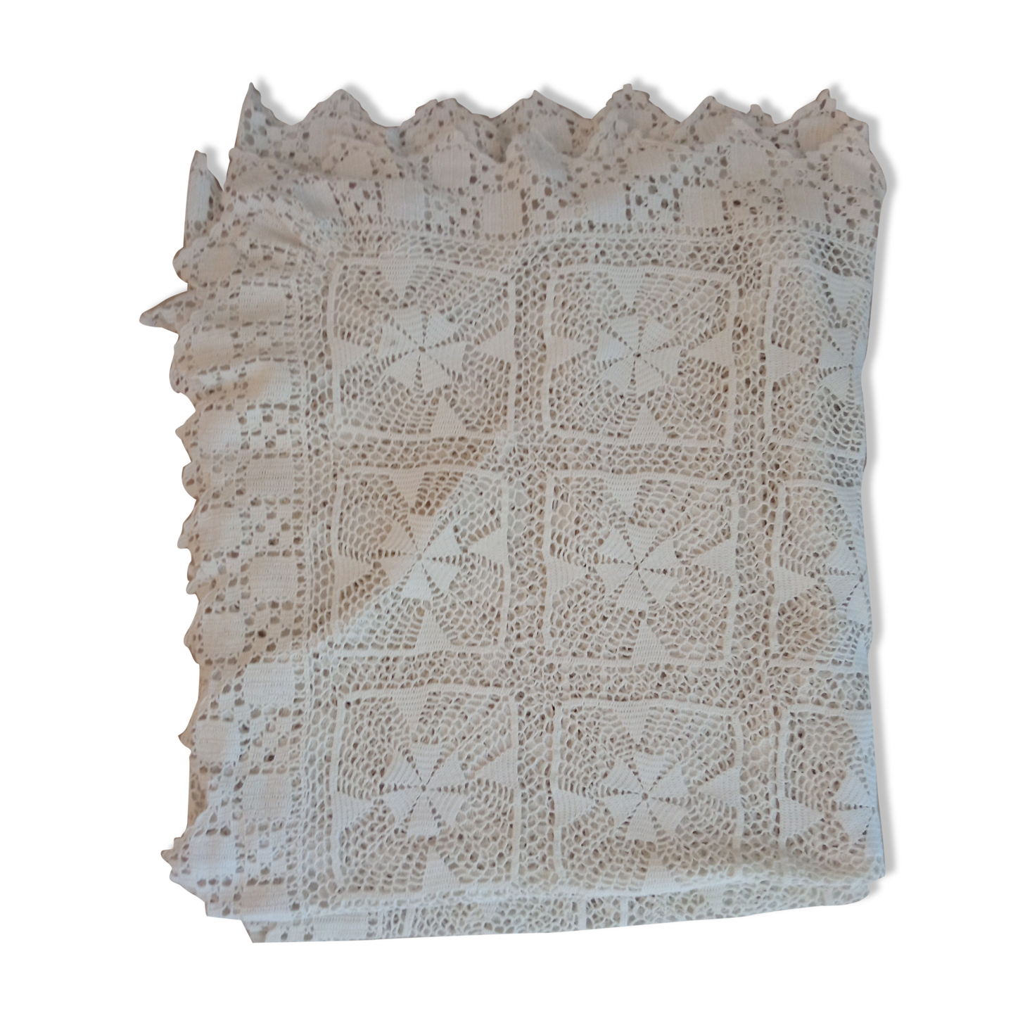 Old crochet bed throw