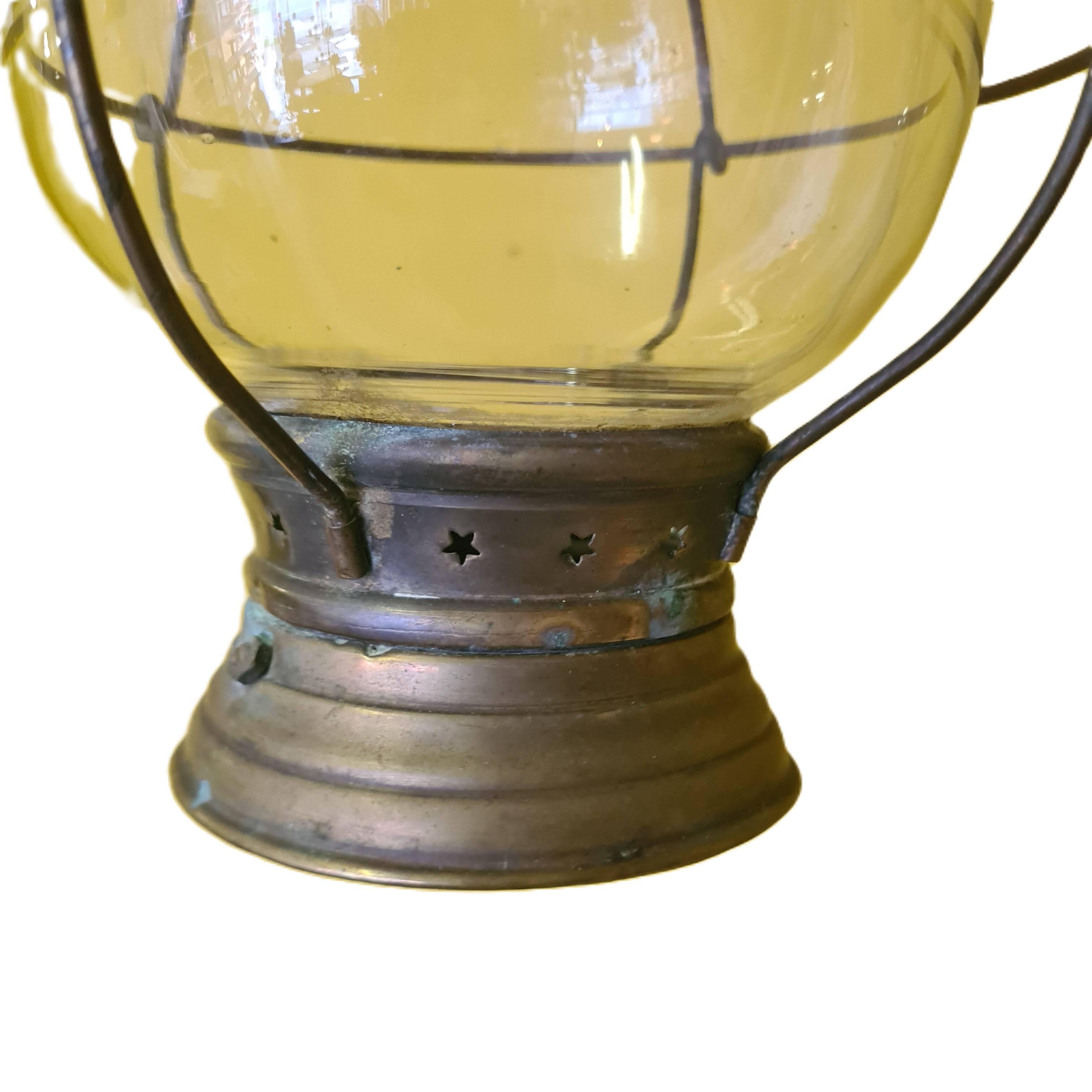 Lanterne de bateau en cuivre pour bougie, vers 1900