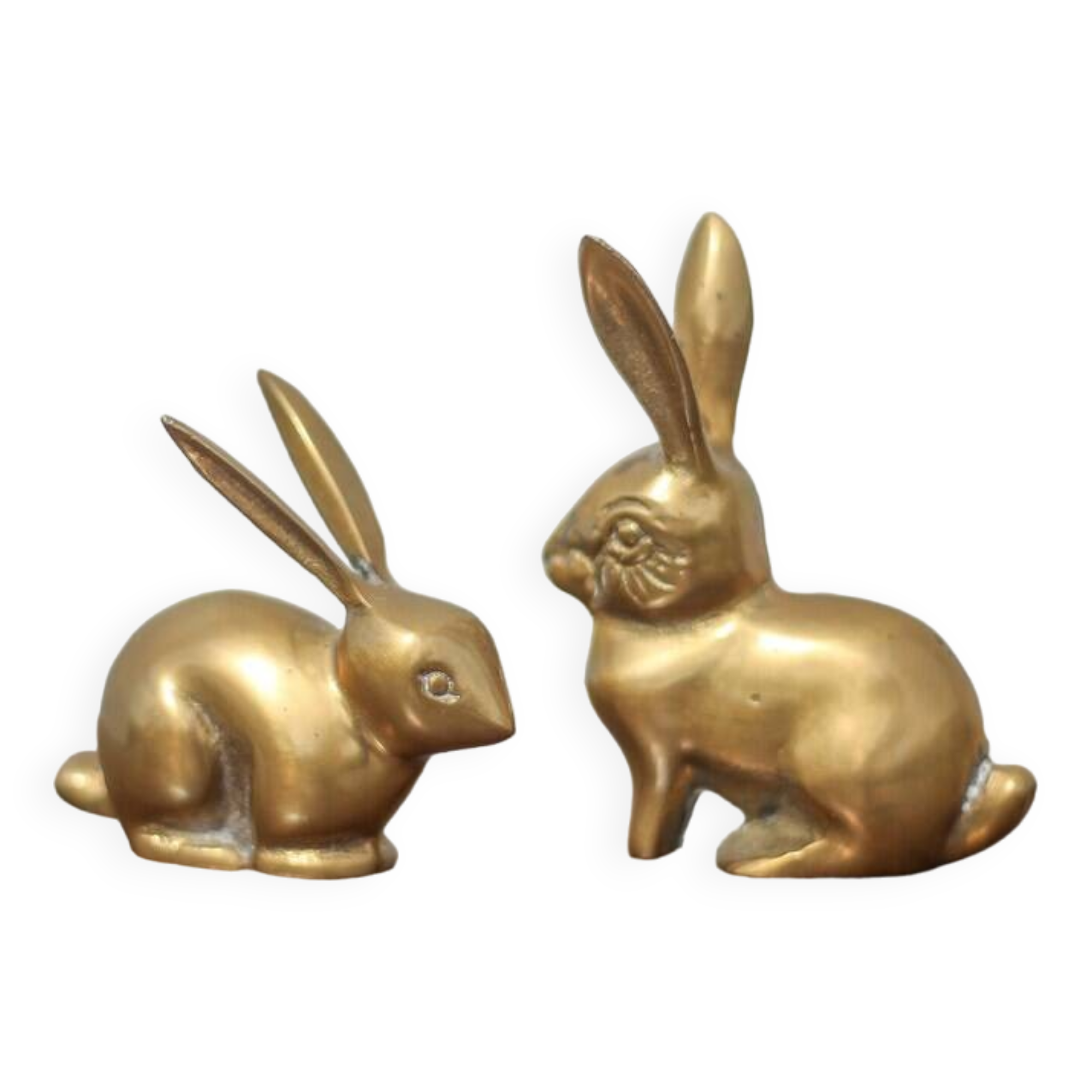 Pair of brass rabbit, rabbit statue, brass animal, rabbit figurine, collection, rabbit, brass rabbit