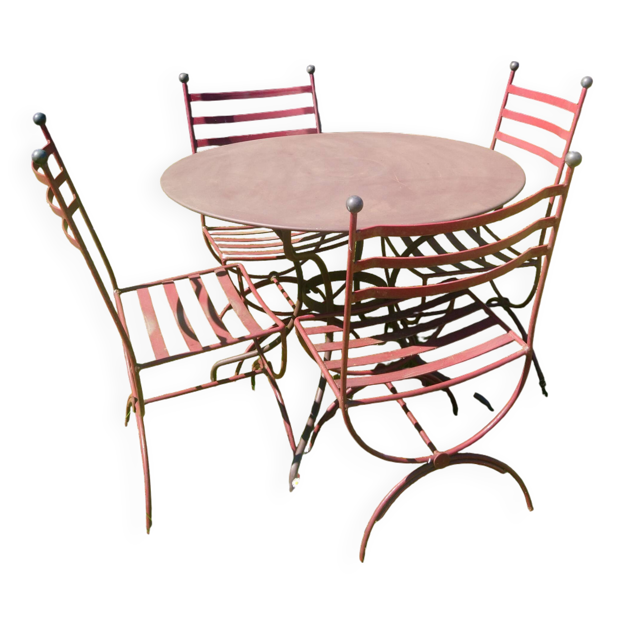 Garden table + 4 wrought iron chairs
