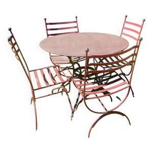 Table jardin + 4 chaises - fer