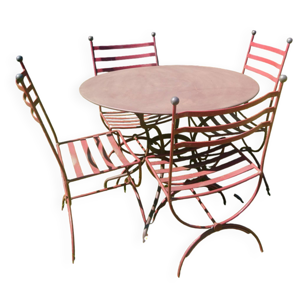 Table jardin + 4 chaises fer forgé