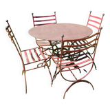 Table jardin + 4 chaises fer forgé