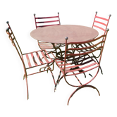 Table jardin + 4 chaises fer forgé