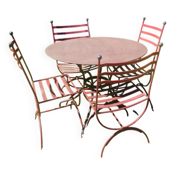 Table jardin + 4 chaises fer forgé