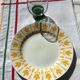 7 water glasses or wine hollow foot green glass diameter 8cm
