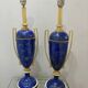 Giulia Mangani Table Lamps — Cobalt Porcelain & Brass, Pair 1990s