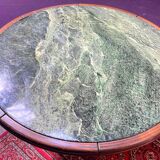 Vintage green sea marble and rosewood table from the 1970s.