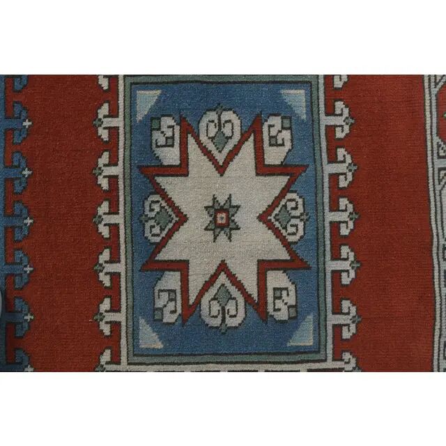 Vintage Turkish Hand-Knotted Wool Cotton Red Runner 110x193