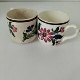 Duo de tasses anciennes Saint-Amand – Décor floral 4146 (années 1930–50)