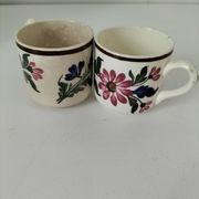Pair of antique Saint-Amand cups – Floral decoration 4146 (1930s–50s)