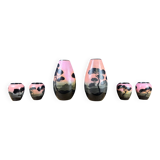 Vallauris Gabs: series of 6 ceramic vases from the Art Deco period around 1930, signed on the base
