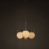 Art Deco Chandelier, Chrome, Walnut & Glass, 1930s