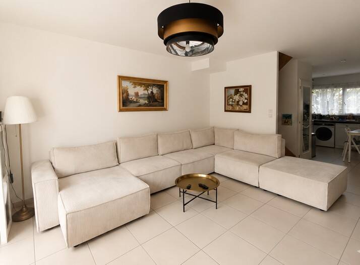 Canapé d'angle modulable xl bobochic nihad velours côtelé beige. très bon é
