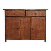 Buffet en bambou et rotin du milieu du siècle - 1960s