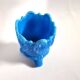 Portieux Gothic opaline goblet candle holder in blue opaline signed - 1910