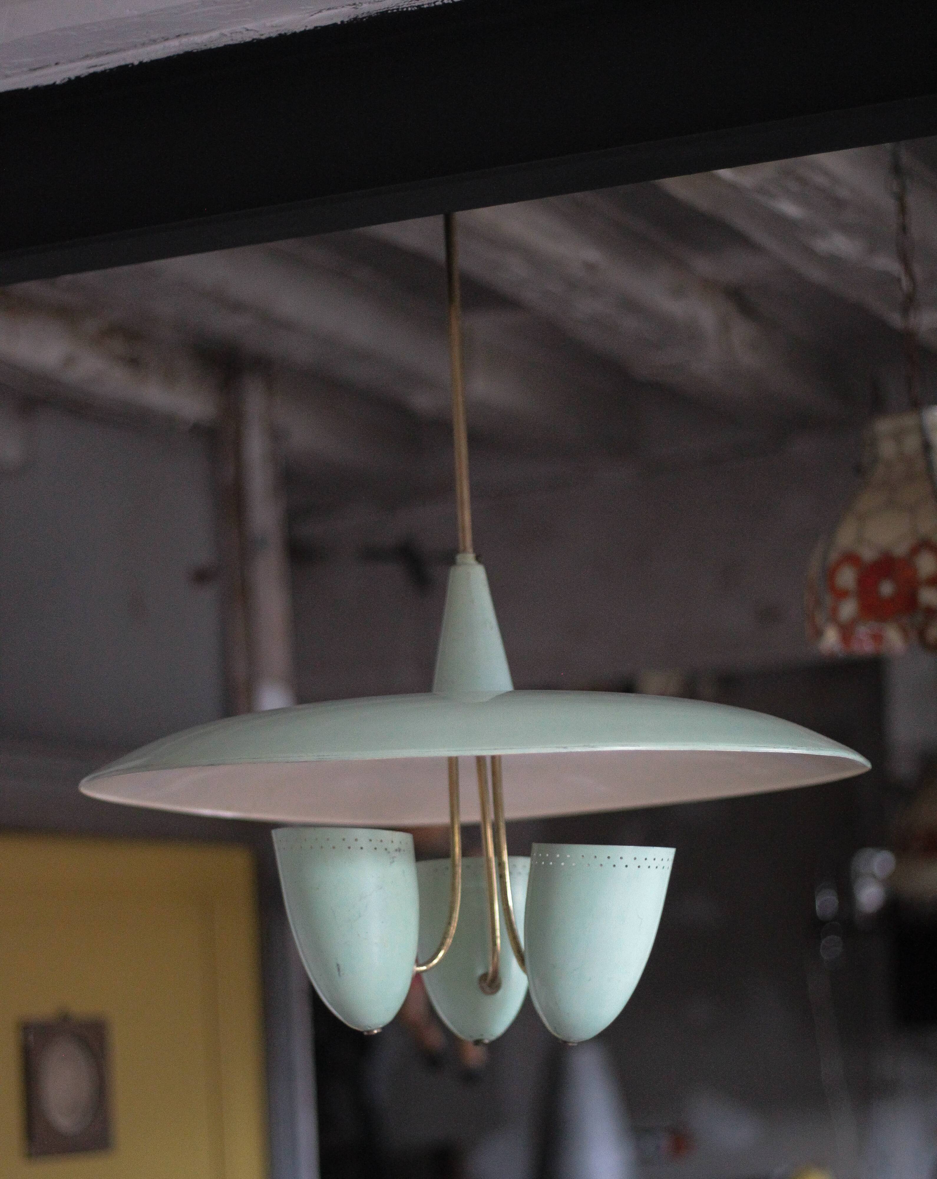 Vintage lacquered metal pendant from the 1950s, Herman Busquet for Hala.