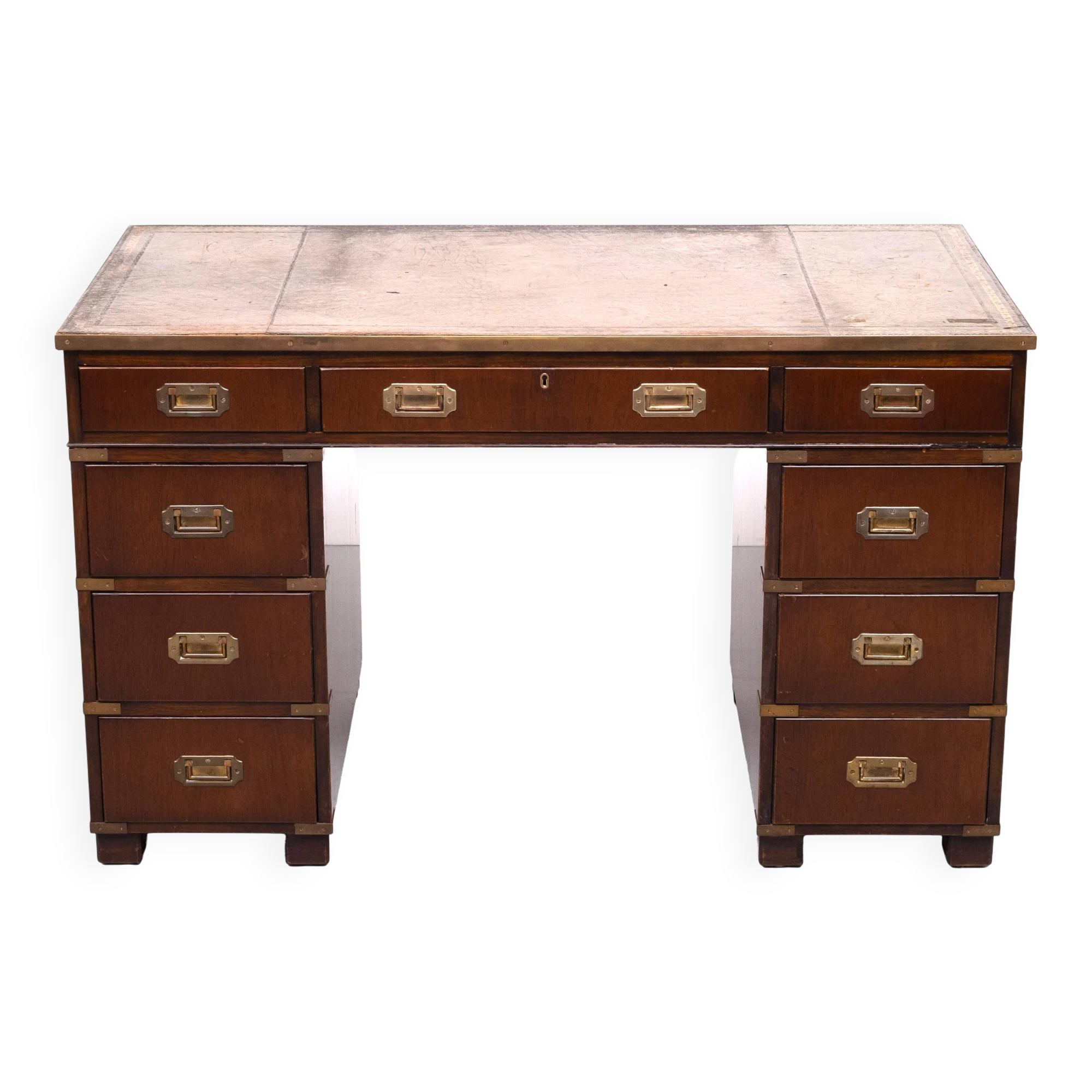 Mahogany Campaign Desk by N. Norton LTD England