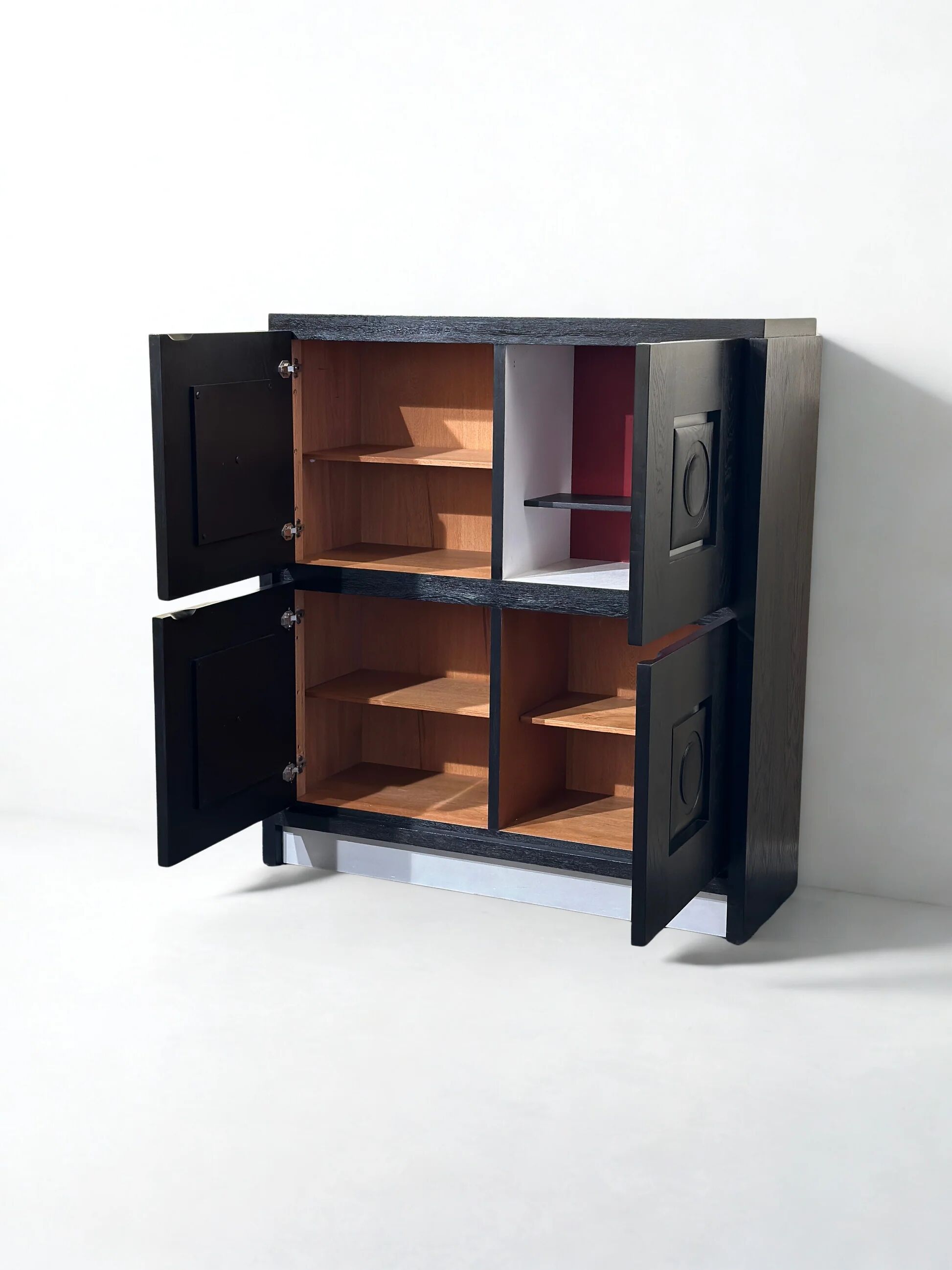 Belgian brutalist black bar cabinet