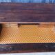 Secretary commode with a cross design from the Restoration period in walnut.