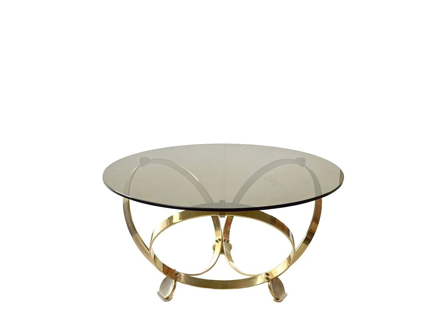 Knut Hesterberg round coffee table in brass with smoked glass