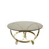 Knut Hesterberg round coffee table in brass with smoked glass