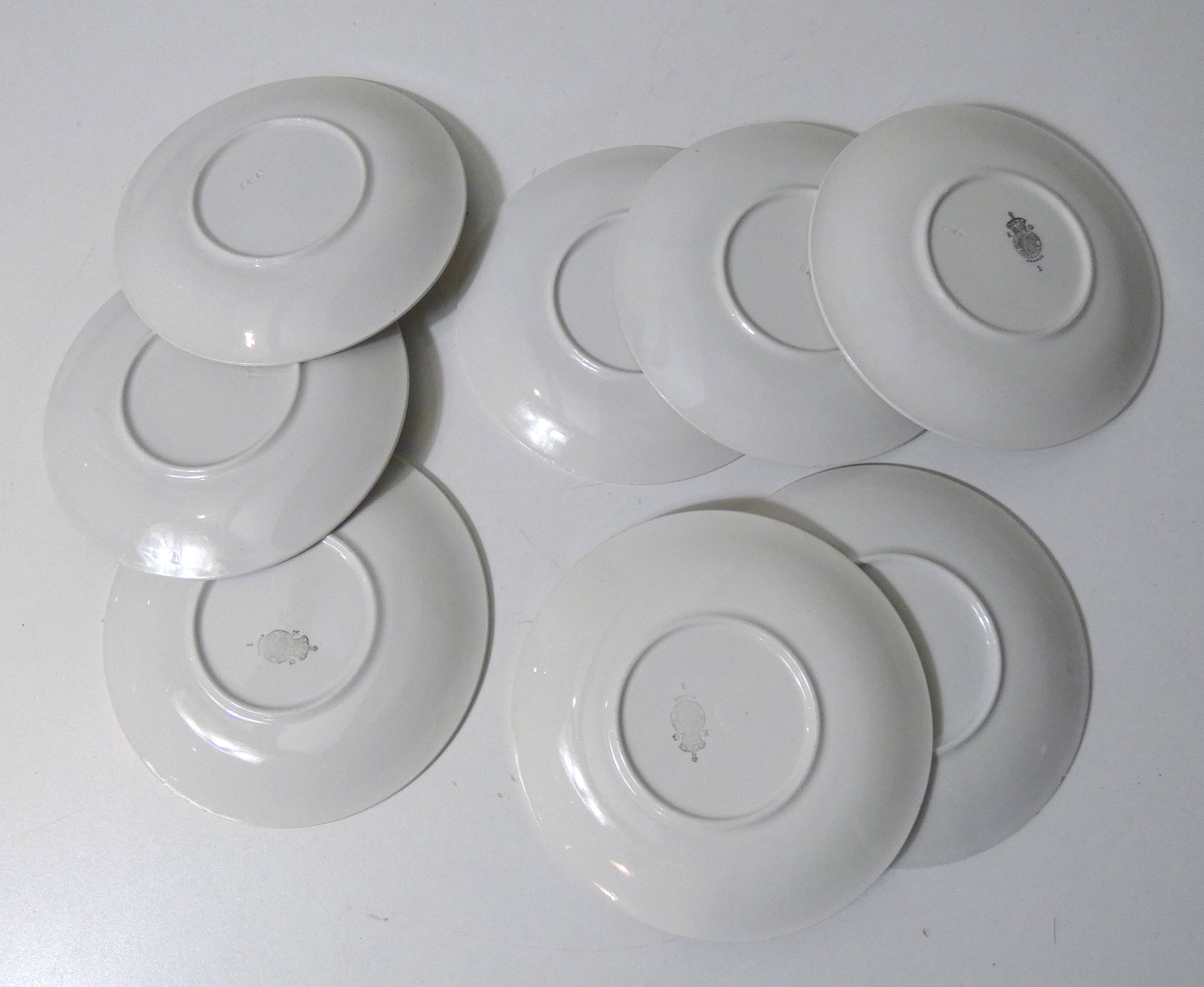 antique dessert service Lunéville 8 plates + 1 cake dish