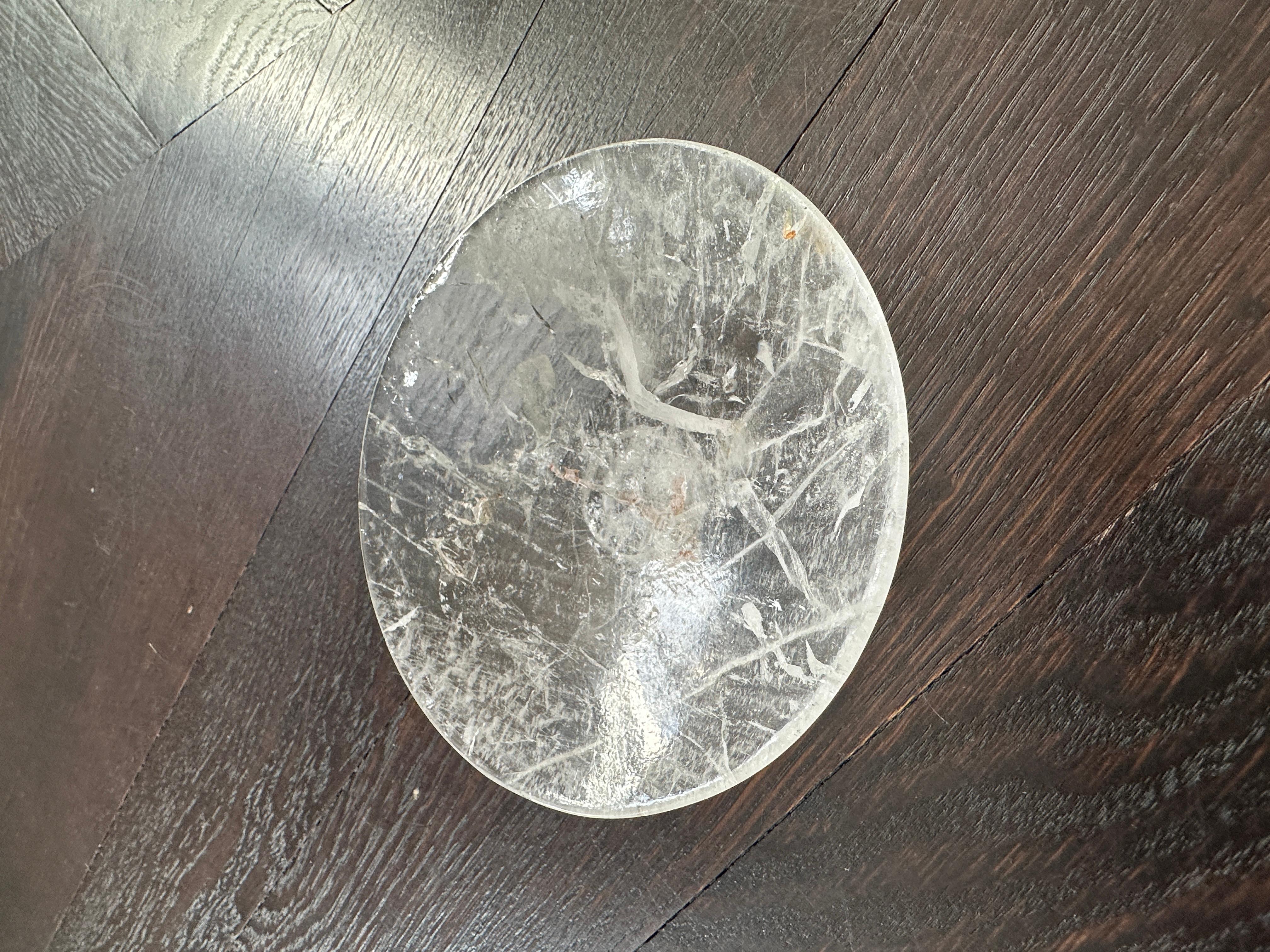 Natural rock crystal plate, anonymous, circa 1970.