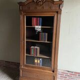 Antieke eiken houten boekenkast, vitrinekast, winkelkast, servieskast.