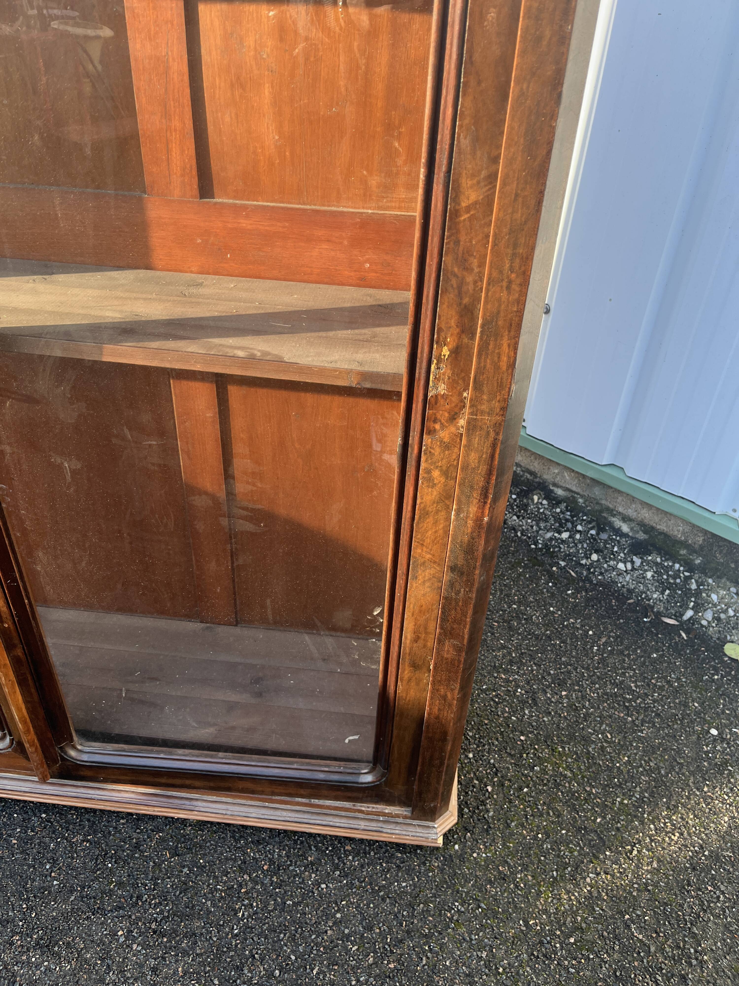 Large Old Glass Library – Double Glass Door – Wood