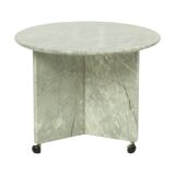 Round Marble Side Table Plant Table on Wheels 1970s