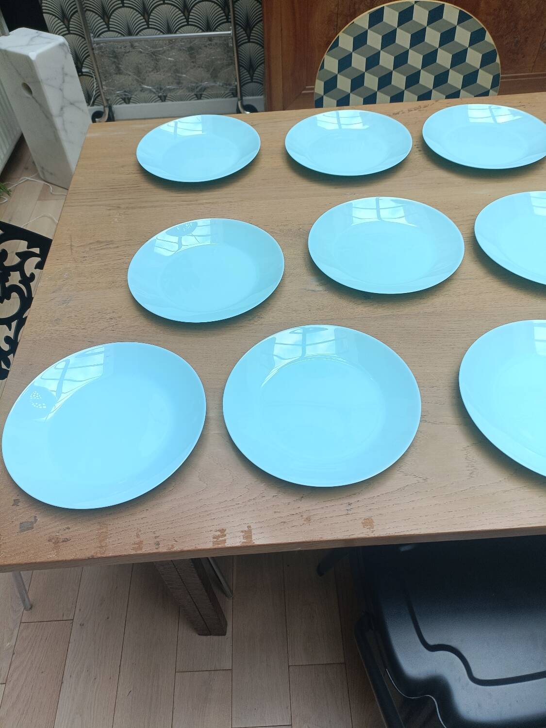 Ten beautiful vintage turquoise plates