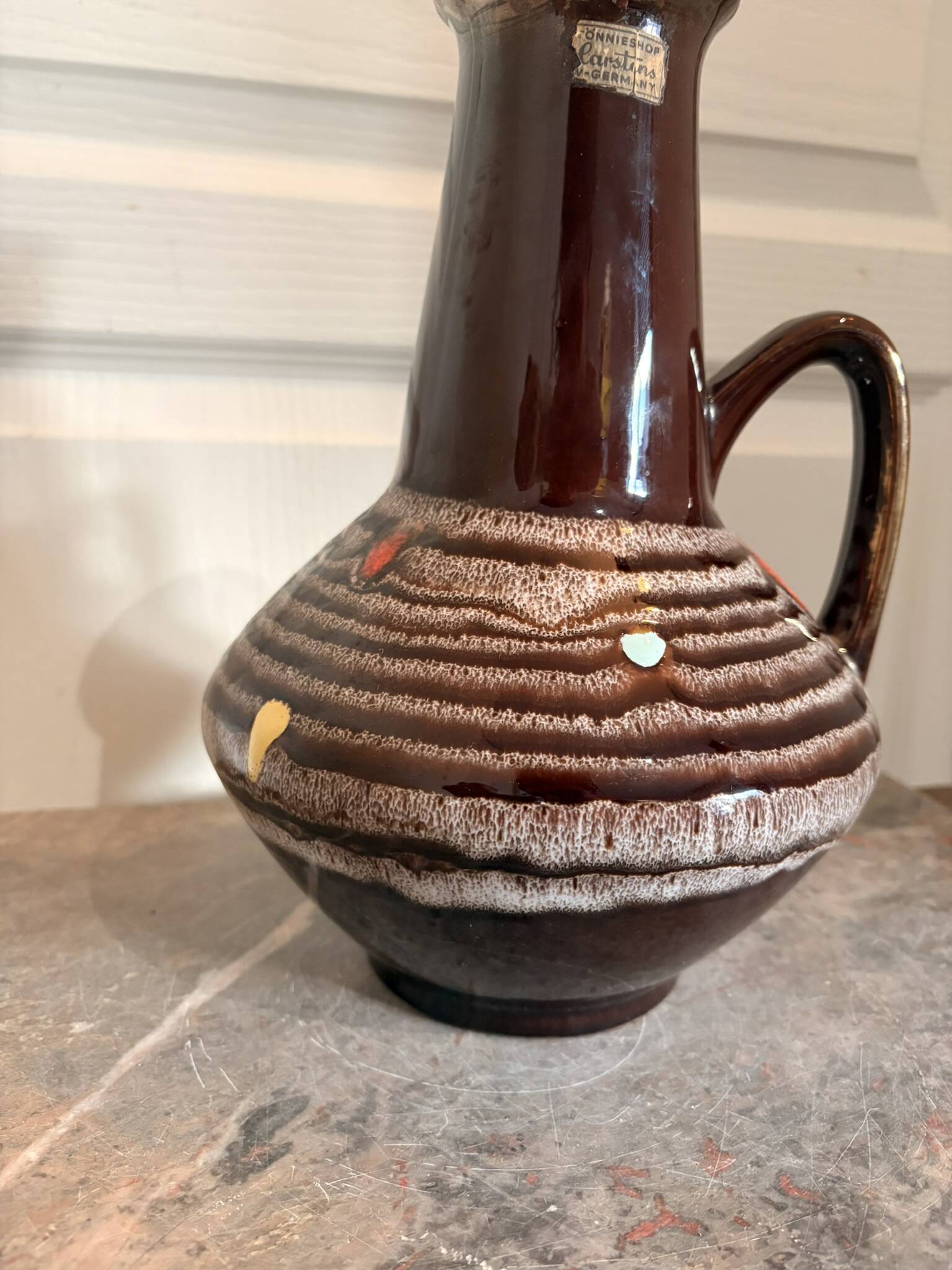 Vintage Glazed Ceramic Pot Vase Carstens Germany 1970