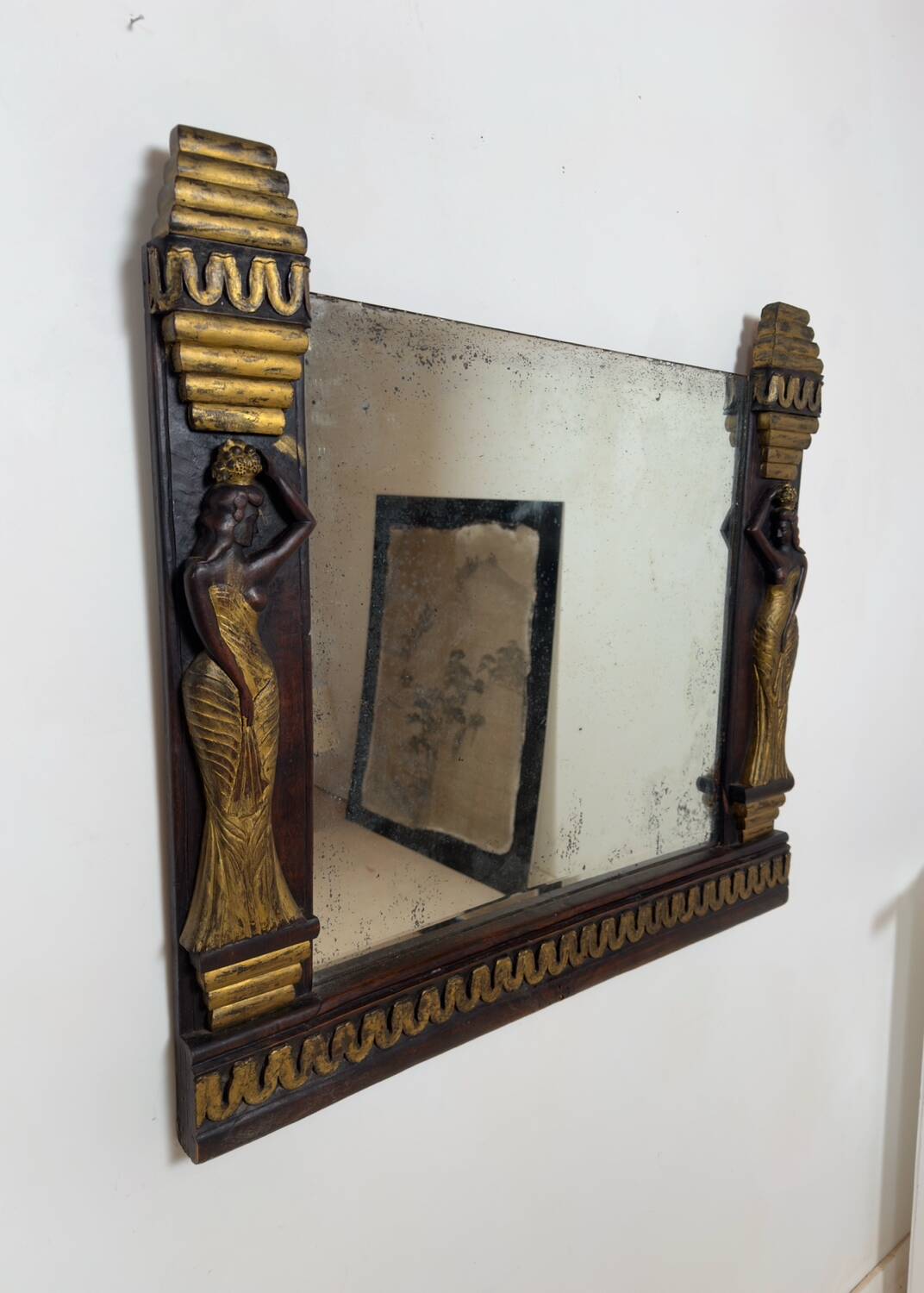 Art Deco style mirror in carved wood