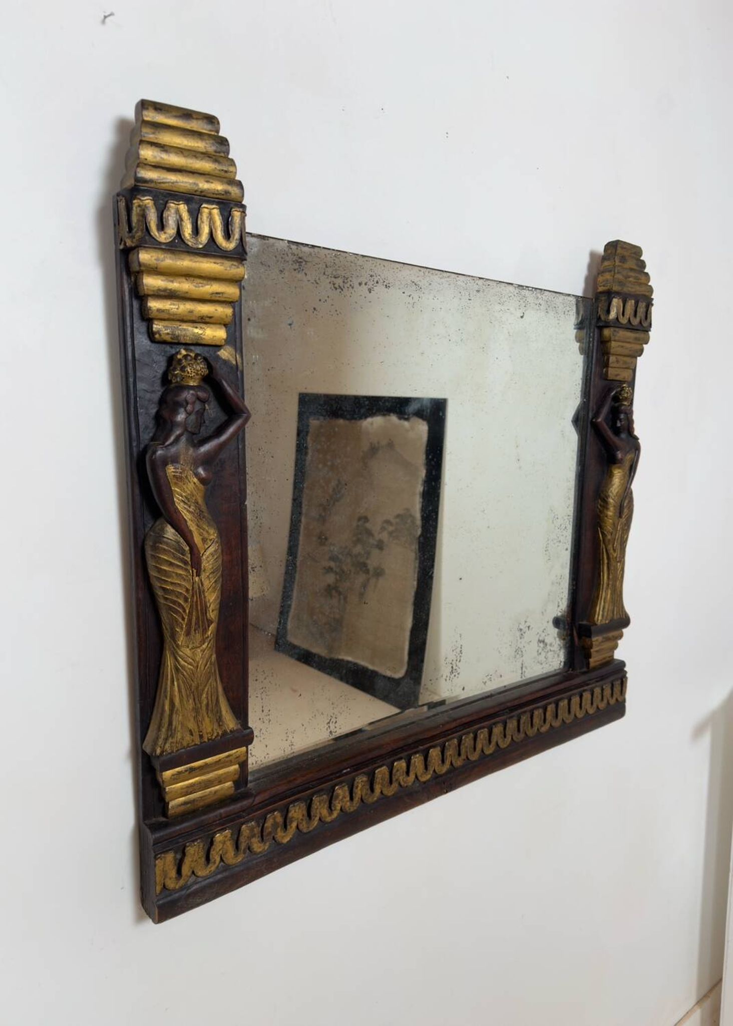Miroir de style « Art déco » en bois sculpté