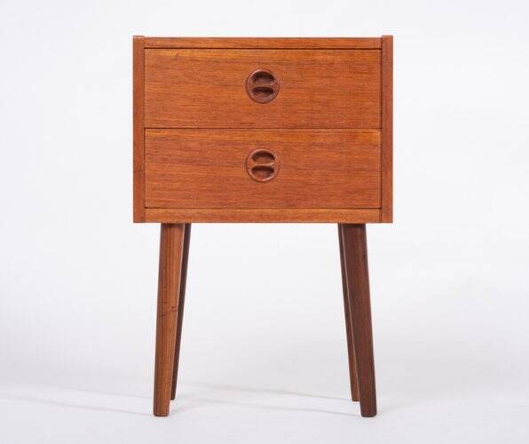 Bedside Table with 2 Drawers in Teak, Denmark, 1960s