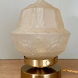 Vintage art deco globe table lamp in frosted glass