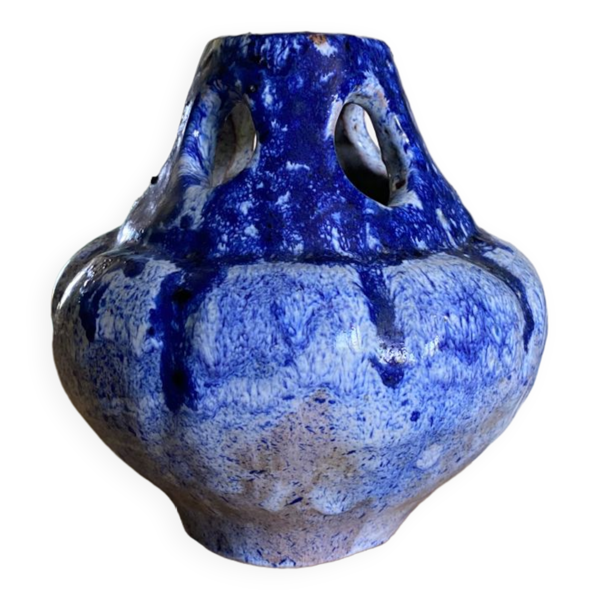 Fat lava glazed ceramic vase
