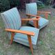 Pair of emerald green fabric armchairs circa 1950