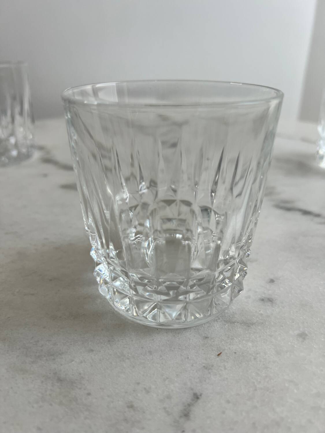 Set of three crystal whiskey glasses