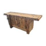 Old two-door fir workshop workbench