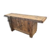 Old two-door fir workshop workbench