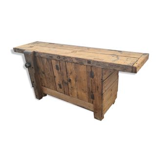 Old two-door fir workshop workbench