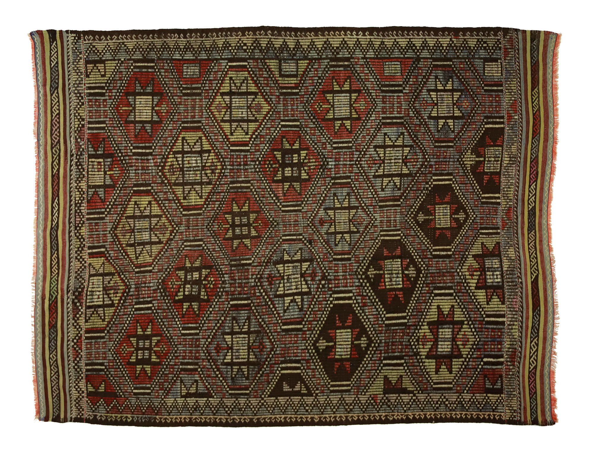 Anatolian handmade kilim rug 243 cm x 185 cm