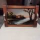 Painted wooden tray. Art Deco, signed Dope