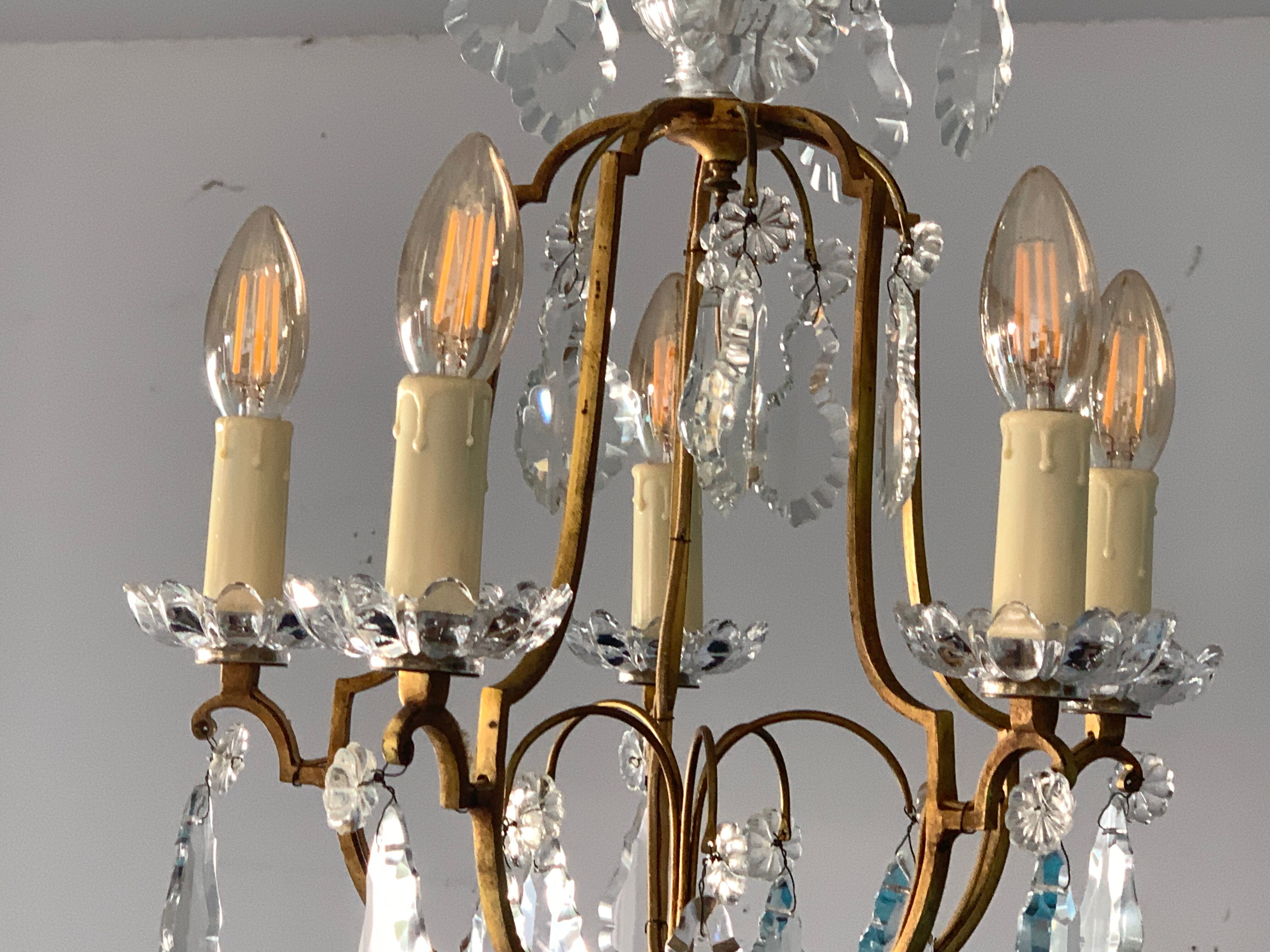 Lustre pampilles en cristal style Louis XVI, XXème
