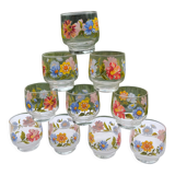10 vintage glasses with flower patterns